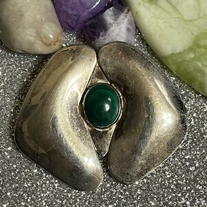 Sterling Artisan Malachite Brooch